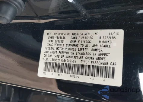 2016 Acura Tlx V6 Tech z USA, uszkodzony, nr VIN 19UUB2F57GA002585